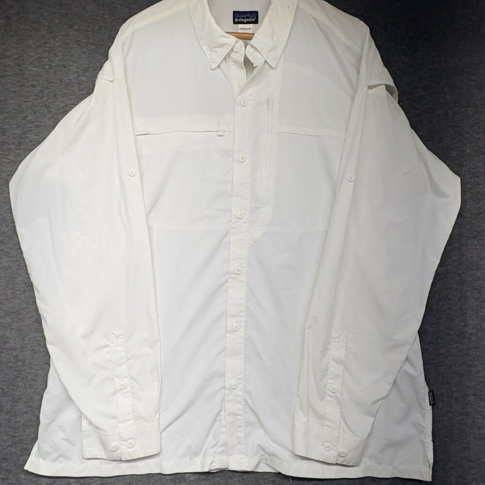 Patagonia Sol Patrol II Shirt Mens 2XL White Gorpcore Fishing Long Sleeve